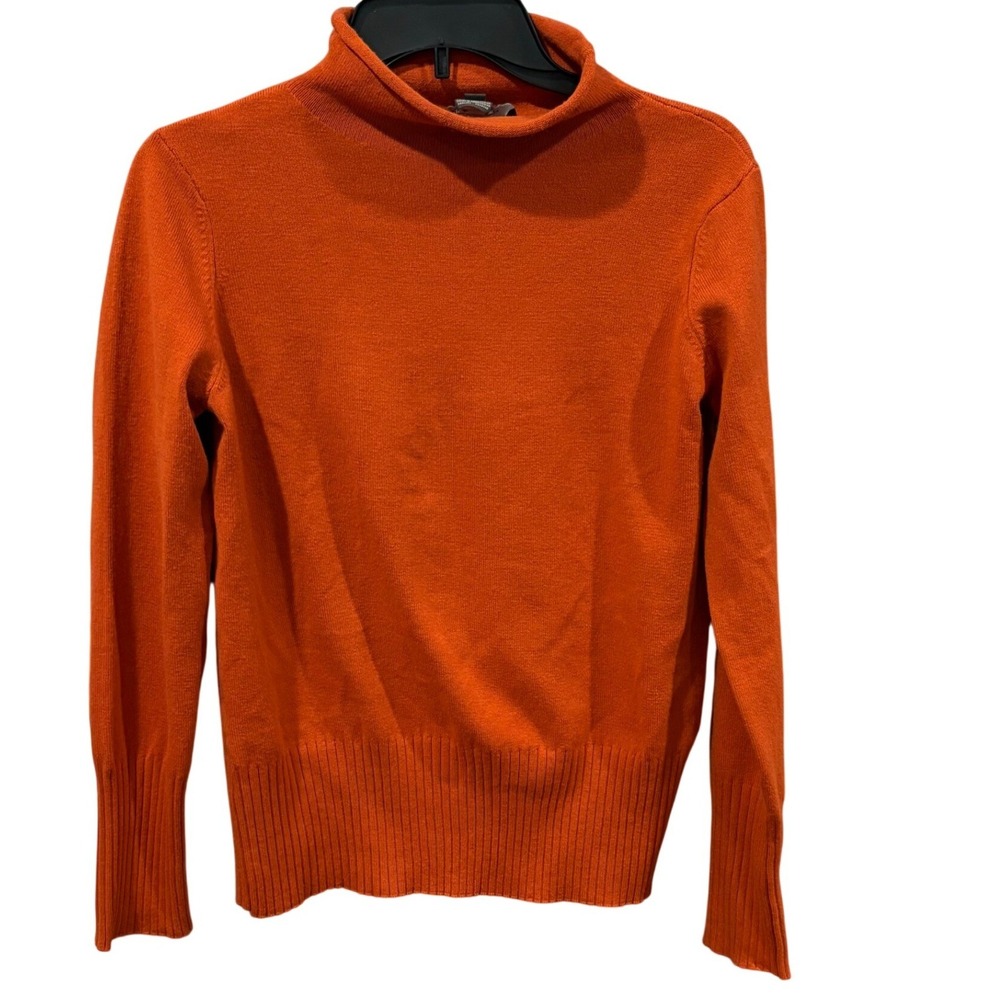 Cozy Autumn Staple Dark Academia Burnt Orange Roll-Neck Sweater Knit Pullover M